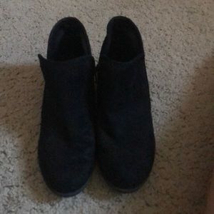 Black low heel booties size 7.5